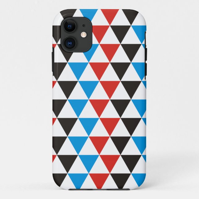 Pretty Triangle pattern black red blue + your idea Case-Mate iPhone Case (Back)