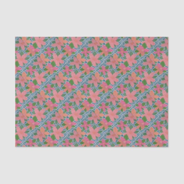 Pretty Tropical Flower Painted Pattern Tissue Paper (Front)