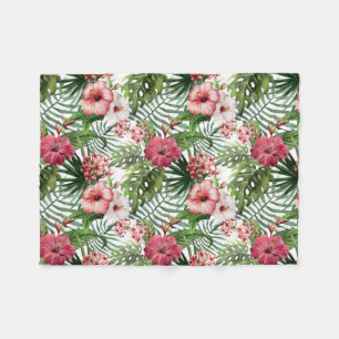 Pretty Tropical, Pink and Red Hibiscus Blanket