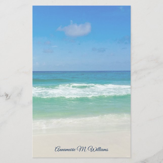 Pretty Tropical Seaside Photograph Custom Stationery (Front)
