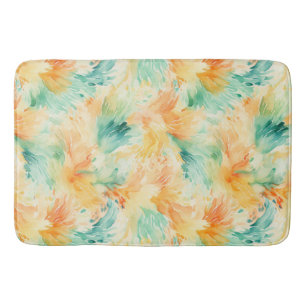Pretty Tropical Teal Orange Cream Bath Mat