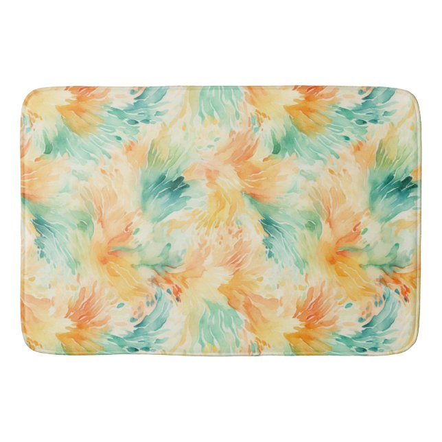 Pretty Tropical Teal Orange Cream  Bath Mat (Front)