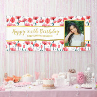 Pretty Tulip Flower Custom Photo Text Birthday