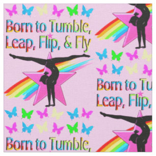 PRETTY TUMBLING GYMNAST GIRL FABRIC