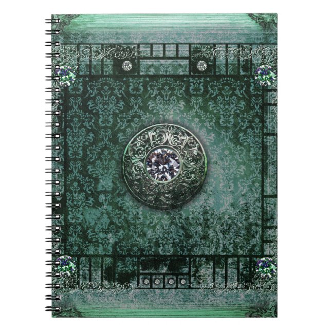 Pretty Turquoise Ancient Tome Medieval Magic Book (Front)