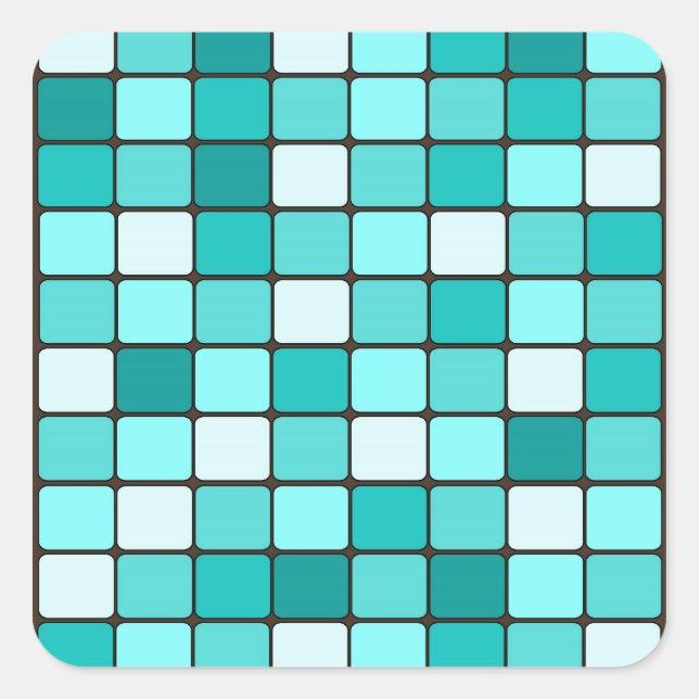 Pretty Turquoise Aqua Teal Mosaic Tile Pattern Square Sticker (Front)