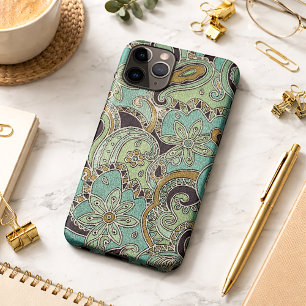 Pretty Turquoise Chic Retro Paisley Floral Pattern iPhone 11 Pro Max Case