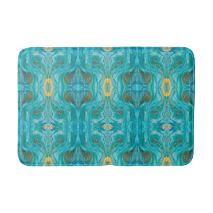 Pretty Turquoise Gold Marble Pretty Bath Mat