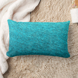 Pretty Turquoise Leaves Lumbar Pillow
