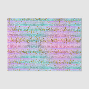 Pretty Turquoise & Pink Glitter Sparkles Stripes Tissue Paper