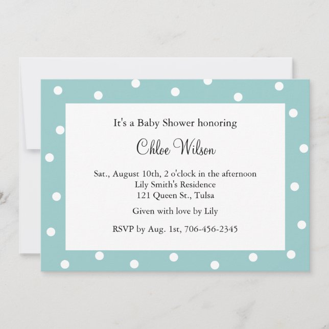 Pretty Turquoise Polka Dots Invitation (Front)