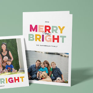 Pretty Type Merry and Bright Folded Holiday Card