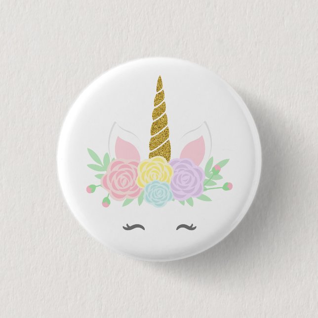 Pretty unicorn badge 1 inch round button (Front)