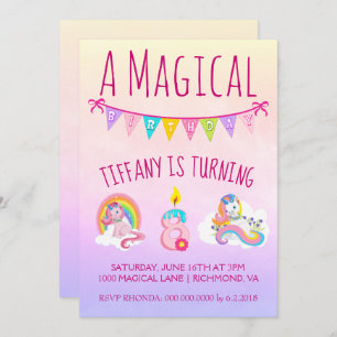 Pretty Unicorn Birthday Party for 8 year old Invitation