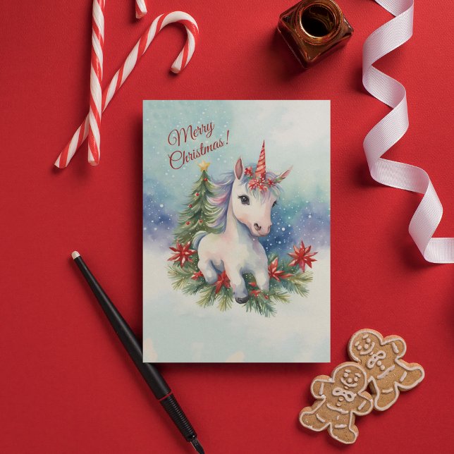 Pretty Unicorn Christmas  Holiday Card (Creator Uploaded)