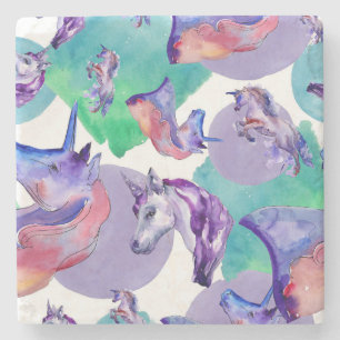 Pretty Unicorn Coasters Marble Stone