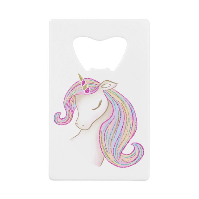 Pretty Unicorn Credit Card Bottle Opener (Front)