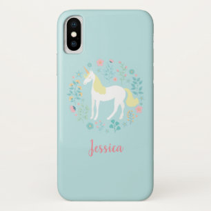 Pretty Unicorn & Flowers Personalized Case-Mate iPhone Case