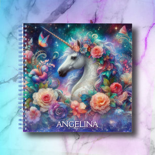 Pretty Unicorn Girls Name Journal Sketchbook