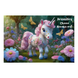 Pretty Unicorn Glossy Poster