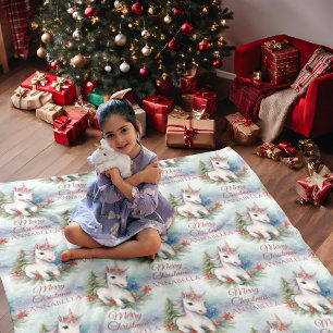 Pretty Unicorn Personalized Christmas Fleece Blanket