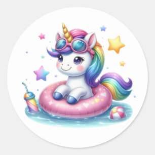 Pretty Unicorn Pool Party Stickers