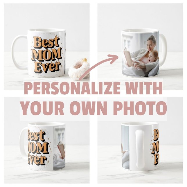Pretty Unique Typography Best Mom Ever Coffee Mug (personalize own photo Pretty Unique Typography Best Mom Ever Apron)