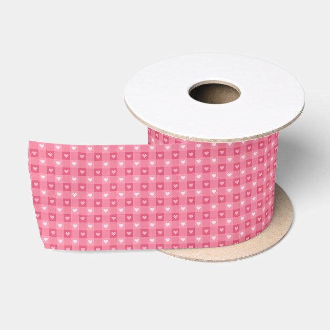 Pretty Valentines  Pink Heart  Pattern  Satin Ribbon (Spool)