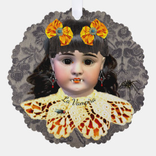 Pretty Vampire Doll Ornament Card