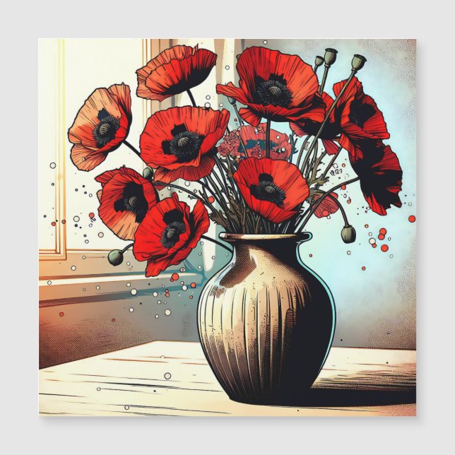 Pretty Vase of Red Poppies ai art (Front)