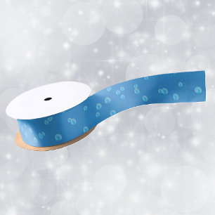 Pretty vibrant Blue With Water Bubbles Satin Ribbon