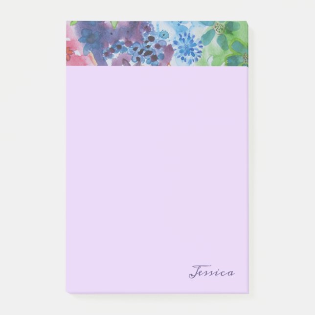Pretty Vibrant Modern Flowers Personalized Post-it Notes (Front)