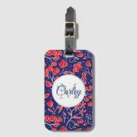 Pretty Vibrant Red Blue Floral Personalised 