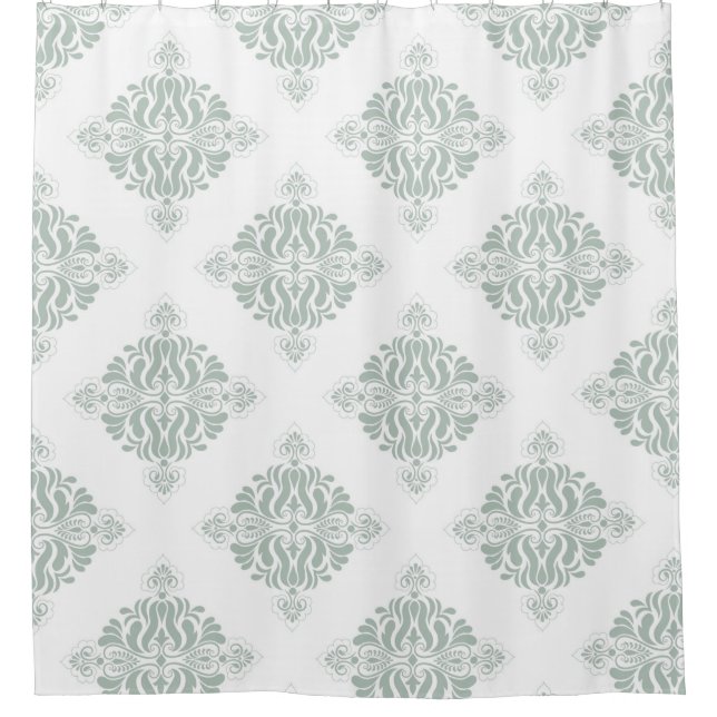 Pretty Victorian pattern of floral art green white (Front)