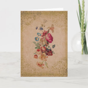Pretty Victorian Vintage Rose Floral Greeting Card