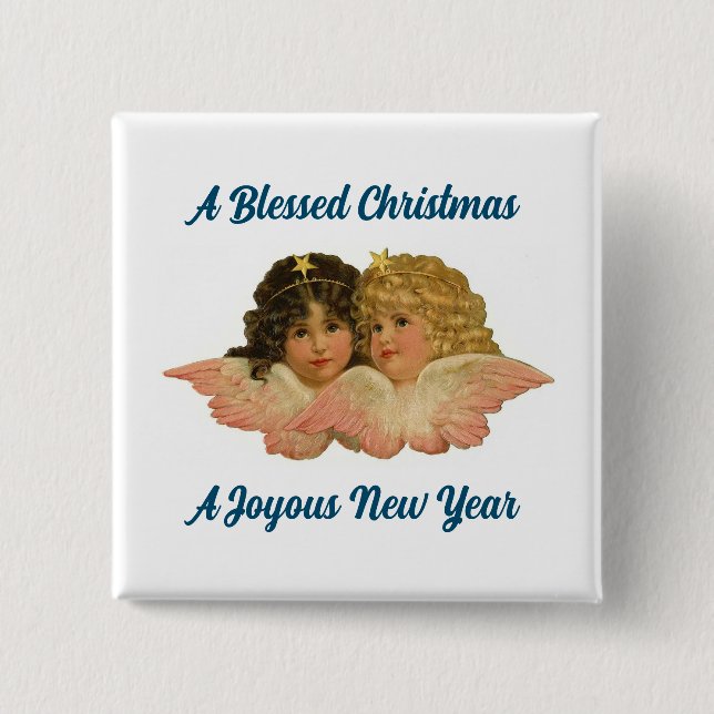 Pretty Vintage Angels Button Pin (Front)