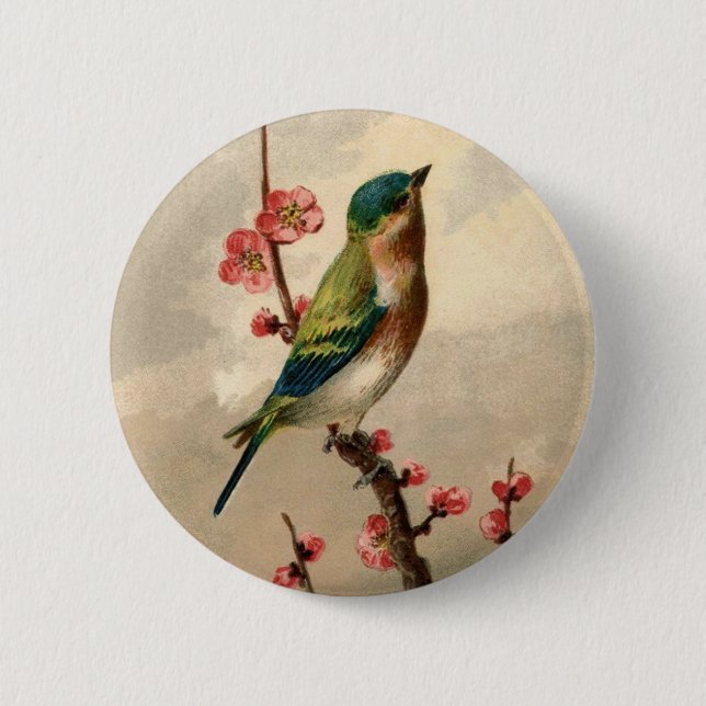 Pretty Vintage bird 2 Inch Round Button (Front)