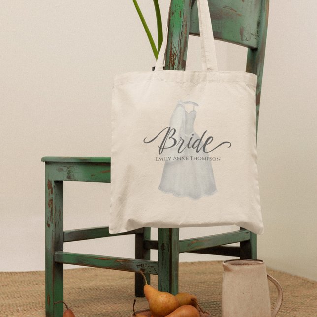 Pretty Vintage Bride Personalized Wedding Gift Tote Bag (Pretty vintage bride personalized tote bag design with elegant script for bridal shower or wedding g)