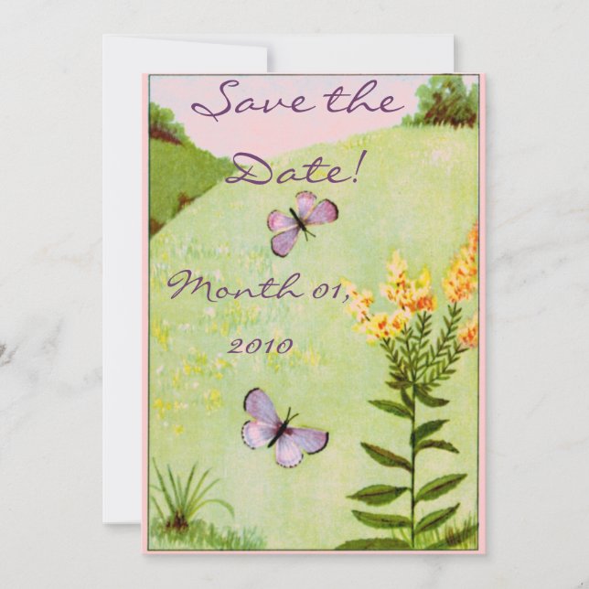 Pretty Vintage Butterflies Invitations (Front)