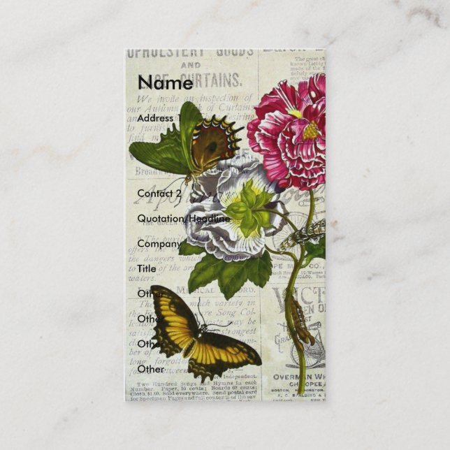 Pretty Vintage Collage Business Card (Front)
