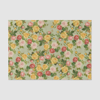 Pretty Vintage Country Floral Girly Rose Pattern Tissue Paper