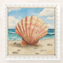 PRETTY VINTAGE DISTRESSED SUMMER SEASHELL