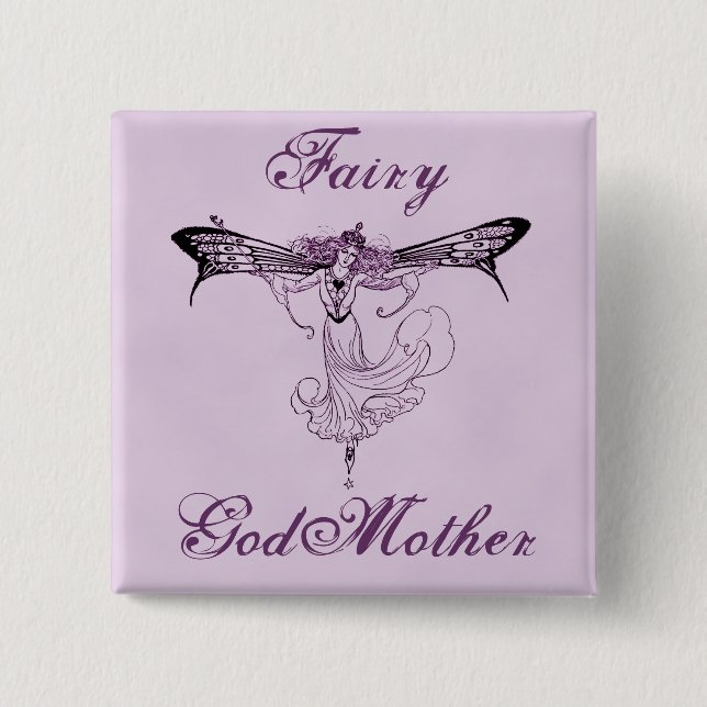 Pretty Vintage Fairy Decal 2 Inch Square Button (Front)
