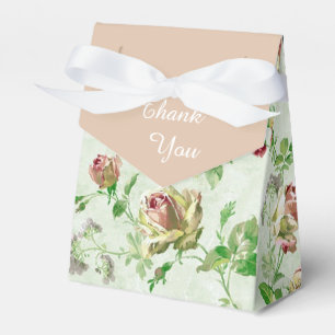 Pretty Vintage Floral Pattern Pink Roses Favor Box