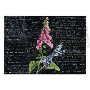 Pretty Vintage Flower & Butterfly Botanical Card