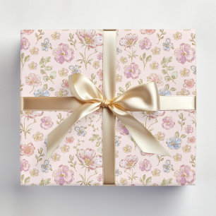 Pretty Vintage Flowers Floral Pattern Wrapping Paper