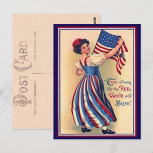 Pretty Vintage Fourth of July Patriotic Flag Postcard