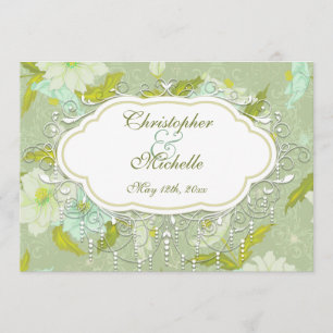 Pretty Vintage Gardenia Flower Wedding Invitation