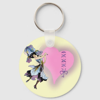 Pretty Vintage heart flower fairy - customize it Keychain