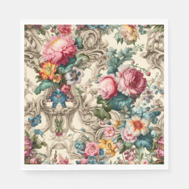 Pretty Vintage Inspired Floral  Napkin (Front)